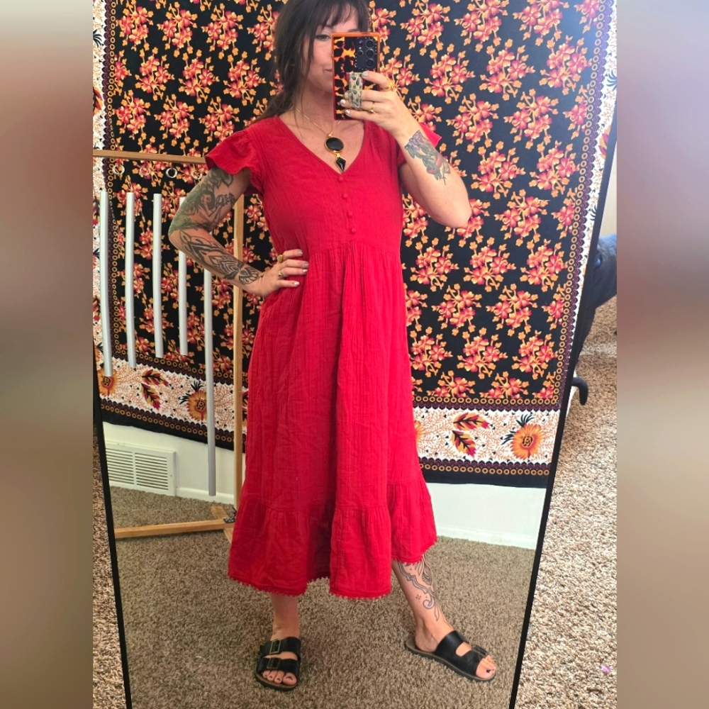 100% cotton traditional long cotton gauze dress all natural fibers